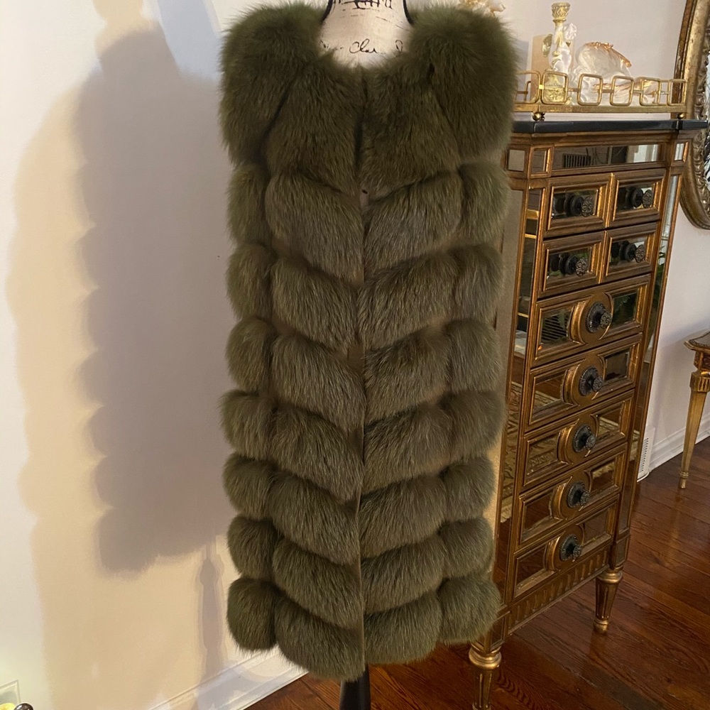 Winter Green Coat Genuine  Fox Fur